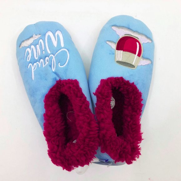 NWT Snoozies Women's Slippers Cloud Wine Light Blue Medium 7/8 - Picture 4 of 6